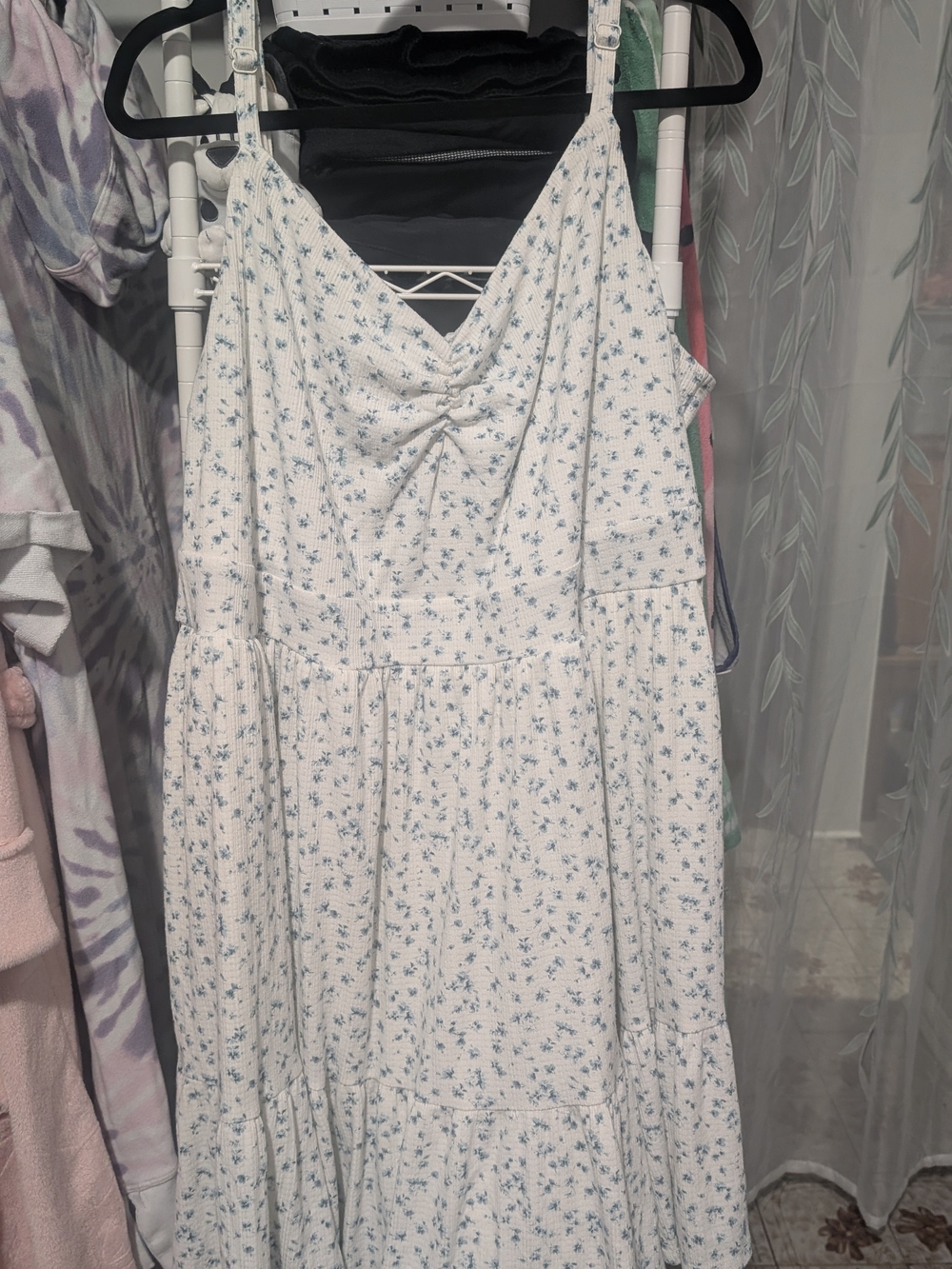 torrid White Dress with Light Blue Floral Print